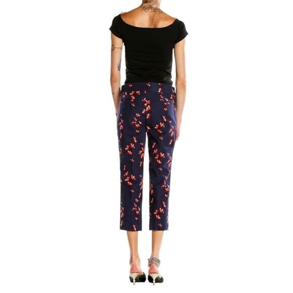 LOFT Ann Taylor Womens Blue Pink Floral Cropped Pants Stretch Size 2 EUC - Picture 3 of 7